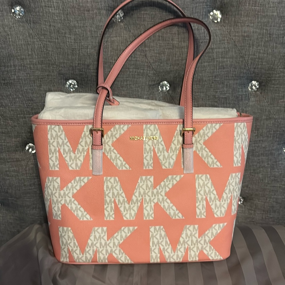 Large pink tote authentic Michael Kors
